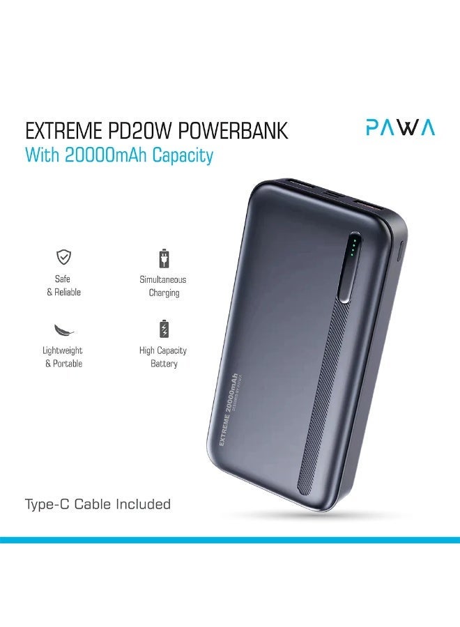 باوا بنك طاقة بسعة 20000 مللي أمبير 20 واط PD للشحن السريع، شاحن محمول مع USB-C وUSB-A، حزمة بطارية للشحن السريع مع كابل لجهاز iPad Pro، iPhone 17 Series، Galaxy S25U. - Image 4